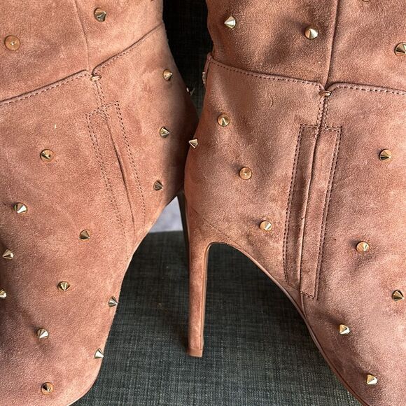 Sam Edelman Brown Studded Waylyn Tall Boots tan suede women’s pointy toe 7.5 NWT - Picture 13 of 16
